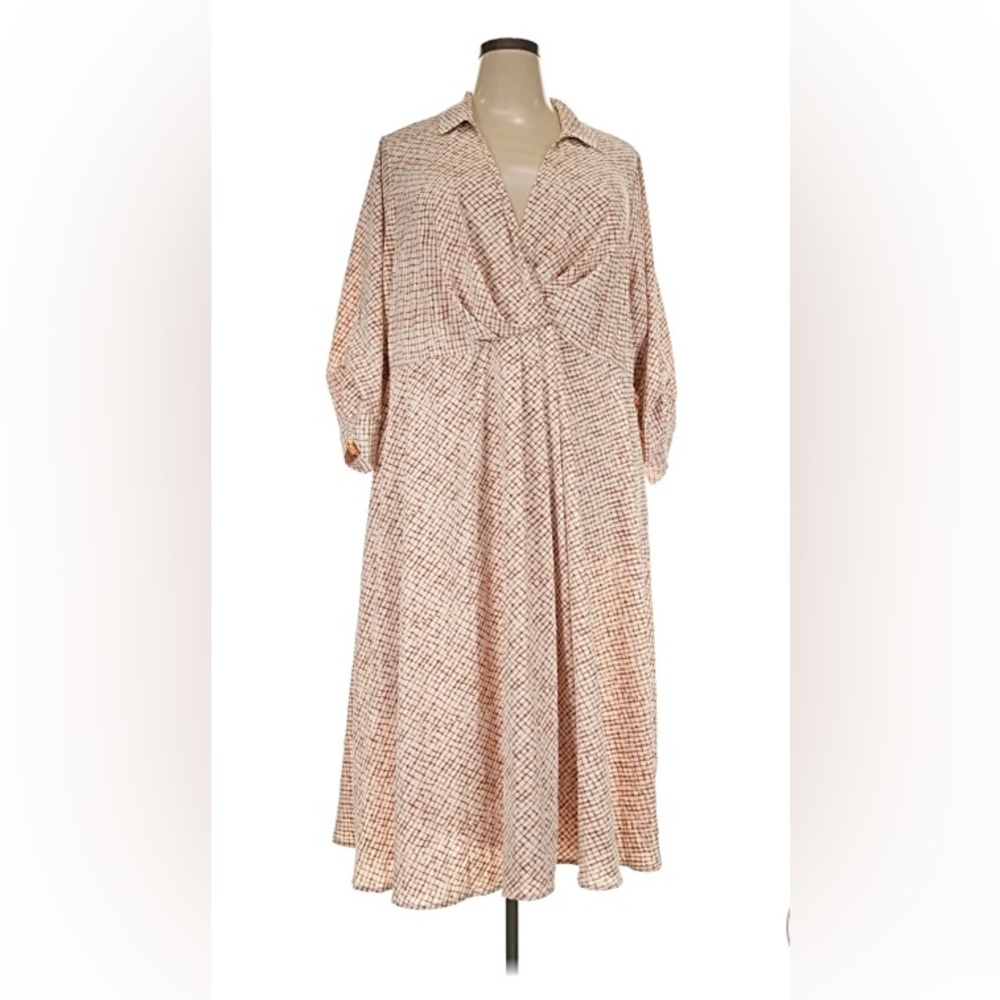 Torrid Shirt Dress Womens Plus 1X Midi Crepe De Chine V Neck Roll Tab Sleeve NWT